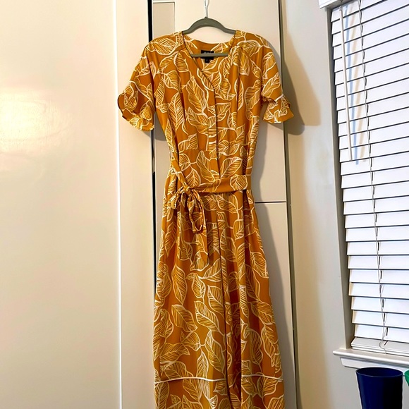 ECI Pants - ECI mustard floral jumpsuit size 8
